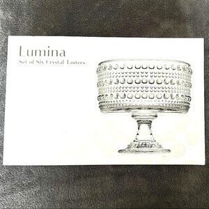 NWT Godinger Lumina Set of Six Crystal Tasters – Elegant Pedestal Dessert Bowls